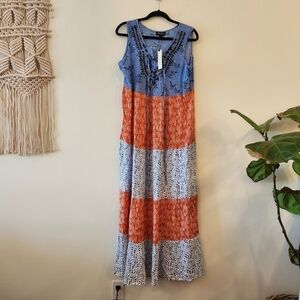 RD Koko mixed print Sleeveless Maxi Dress Size Medium boho NWT